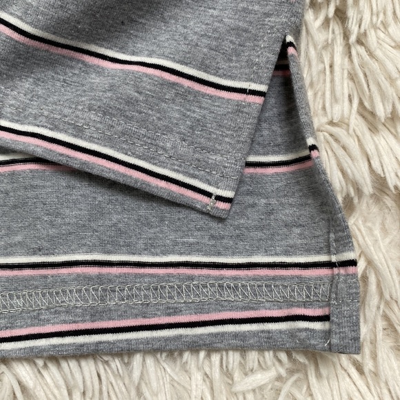Polagram Ringer Stripes SS Tee 💗 Gray Pink Black White - Picture 9 of 12
